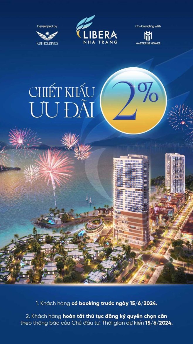 chiết khấu ưu đãi 2% giá trị dành cho khách hàng có booking trước ngày 15/06/2024