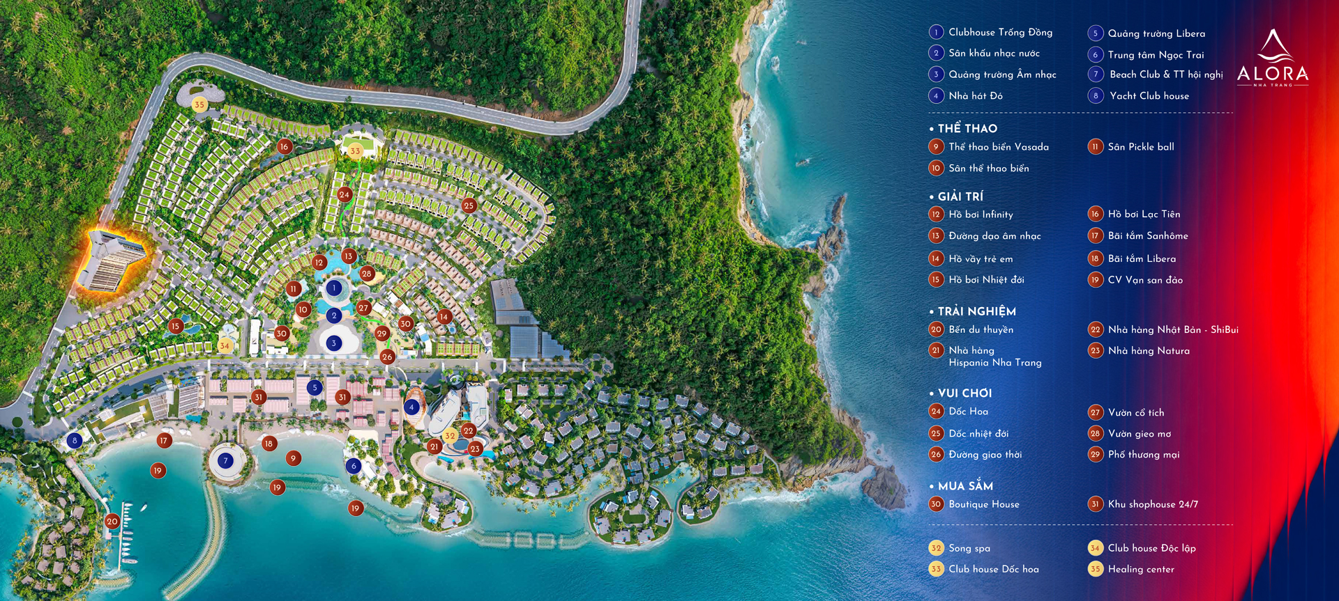 Mặt bằng tiện ích Alora Nha Trang